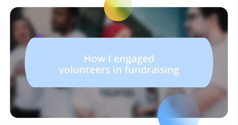 How I engaged volunteers in fundraising