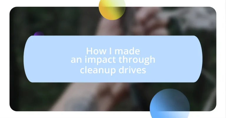 How I made an impact through cleanup drives