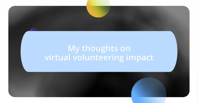 My thoughts on virtual volunteering impact