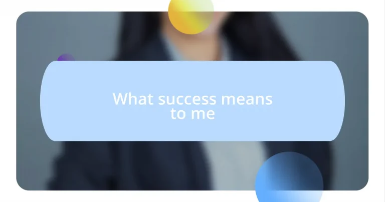 What success means to me